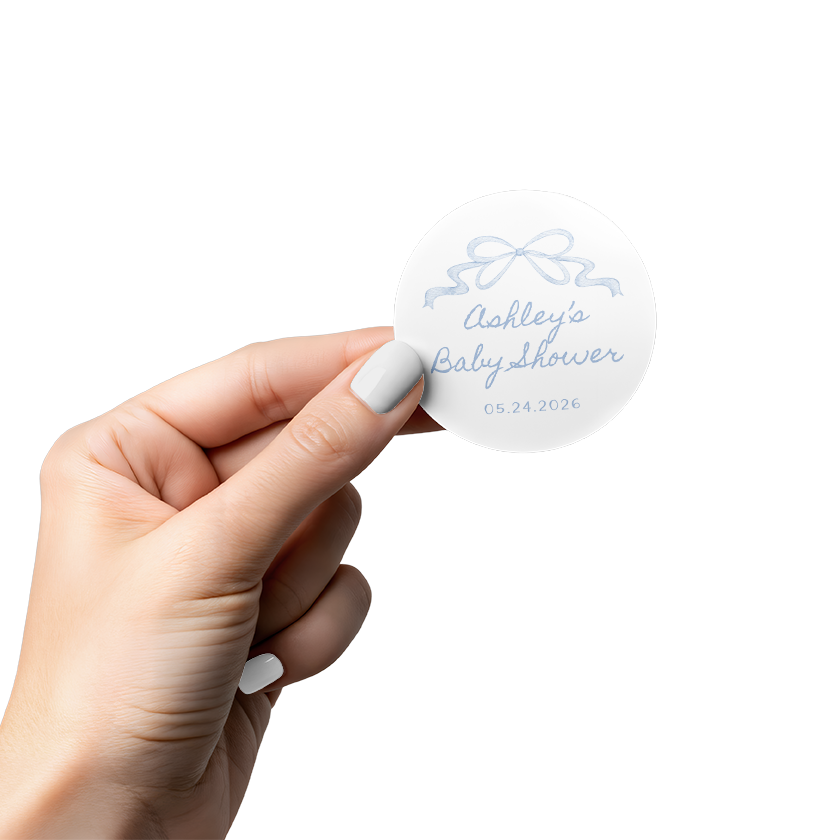 HandHoldingCircleSticker_bow Blue Bow Circle Sticker - Image 1