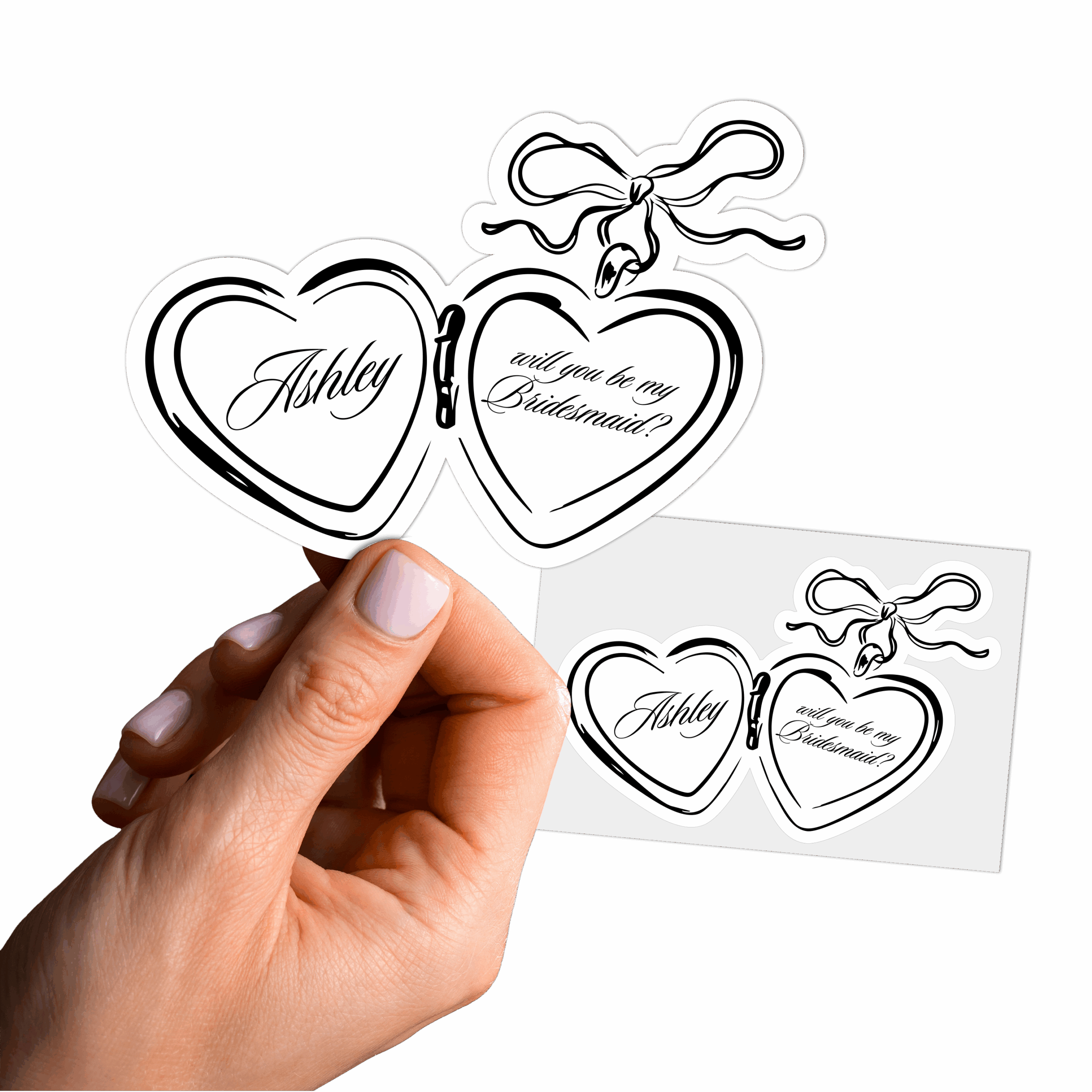 HandStickerMockup copy Locket Bridesmaid Sticker - Image 1